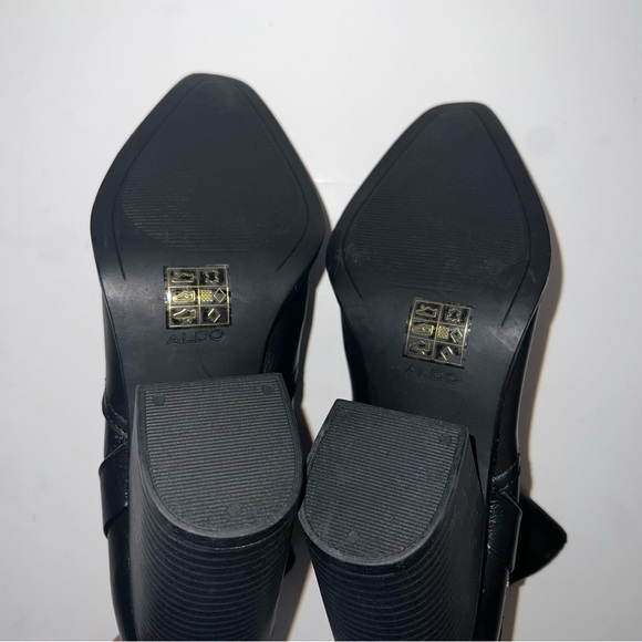 NWOB Aldo Black Square Toe Cowboy Booties - Picture 3 of 8